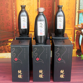 景德镇1斤纯酿黑色陶瓷酒坛6瓶装