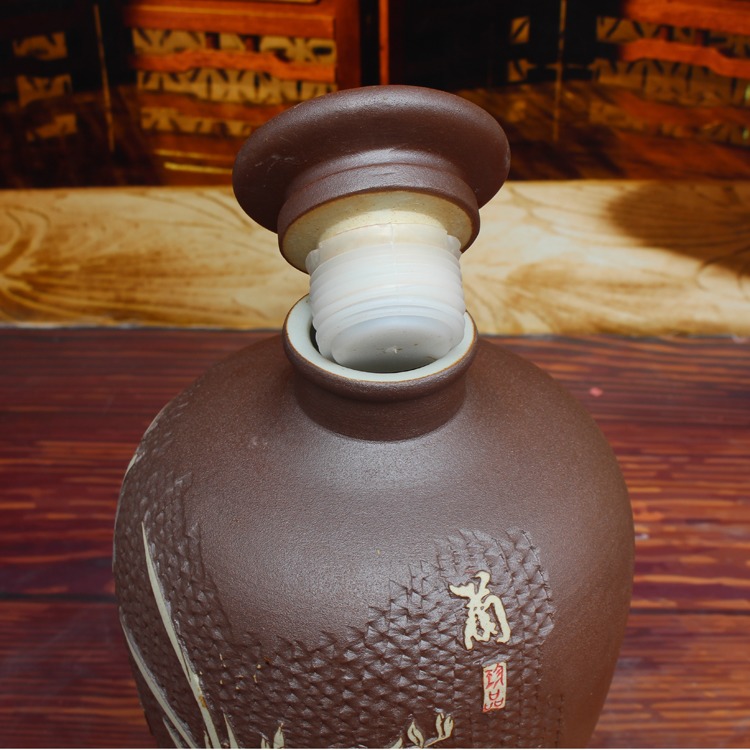 雅道手工雕刻梅兰竹菊陶瓷酒坛-密封圈