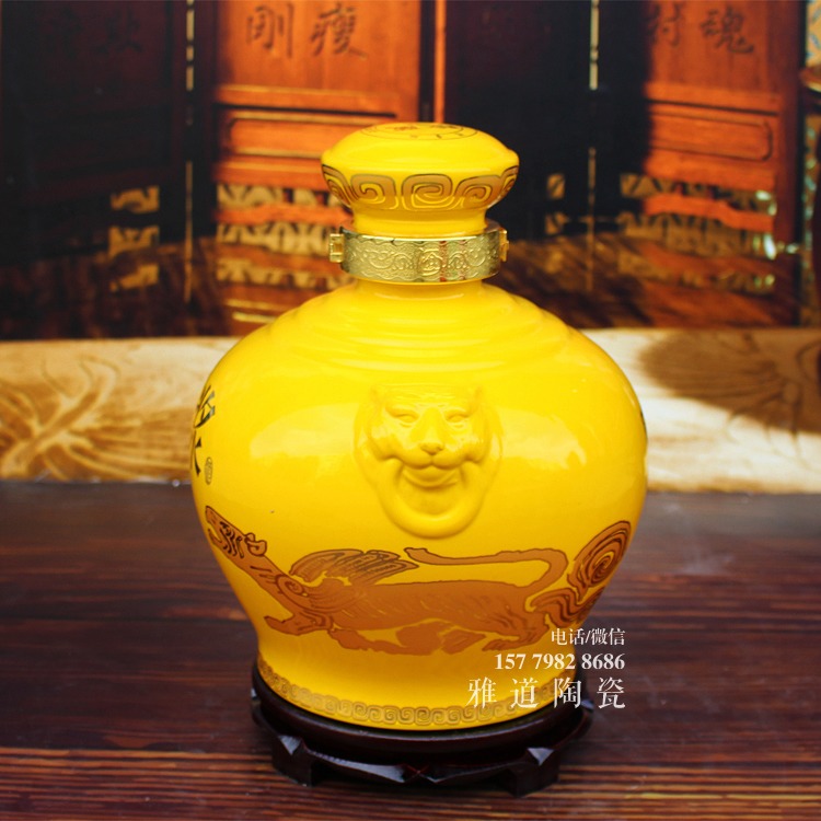 景德镇5斤10斤狮虎陶瓷酒坛
