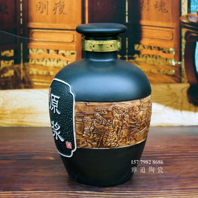 5斤10斤雕刻陶瓷酒坛酿酒图