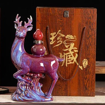 4斤颜色釉工艺陶瓷酒坛（福禄双全）