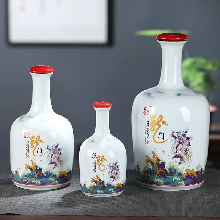 1斤3斤5斤陶瓷酒瓶（跃龙门）(图1)