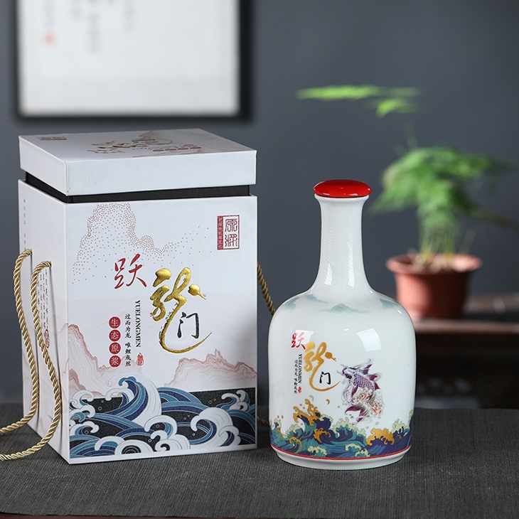 1斤3斤5斤陶瓷酒瓶（跃龙门）(图3)