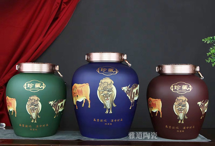 20斤30斤50斤高档陶瓷酒坛（五牛图）(图1)