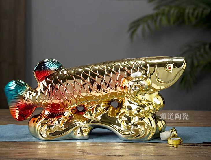6斤富贵金龙鱼工艺陶瓷酒坛(图3)