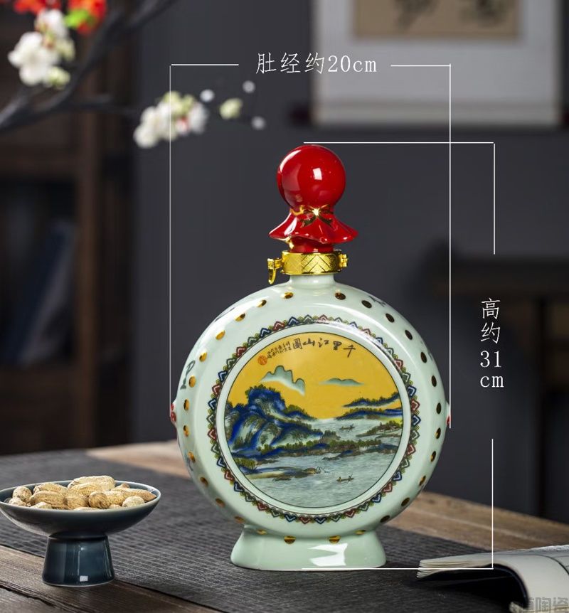 景德镇1斤3斤千里江山陶瓷酒坛(图3)