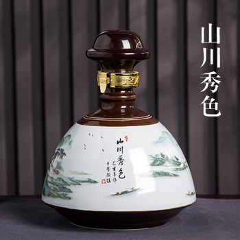 1斤3斤5斤个性陶瓷酒坛（山川秀色）