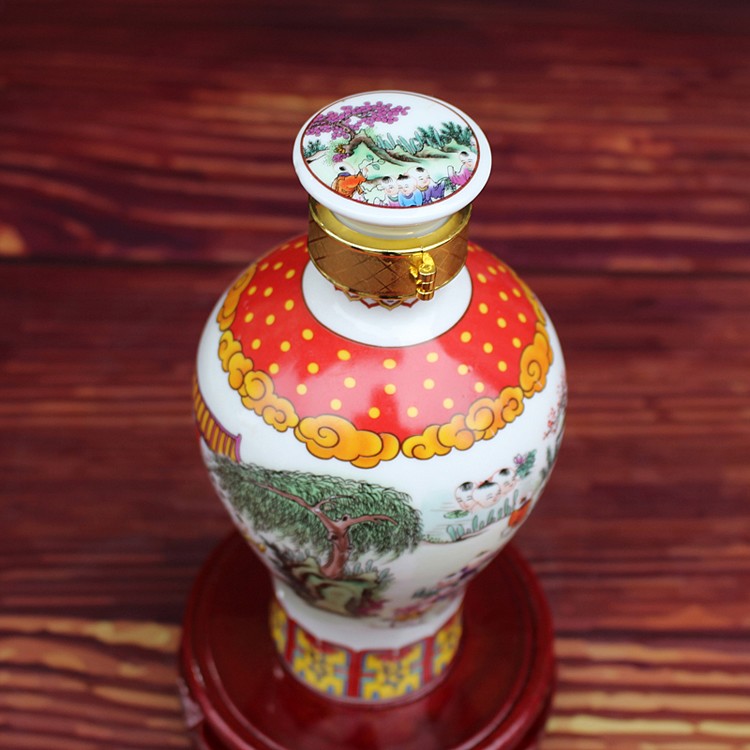 景德镇髙白陶瓷酒瓶 百子图(图6)