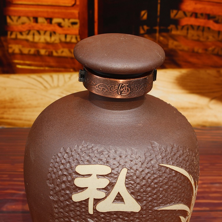 雅道手工雕刻梅兰竹菊陶瓷酒坛-盖子