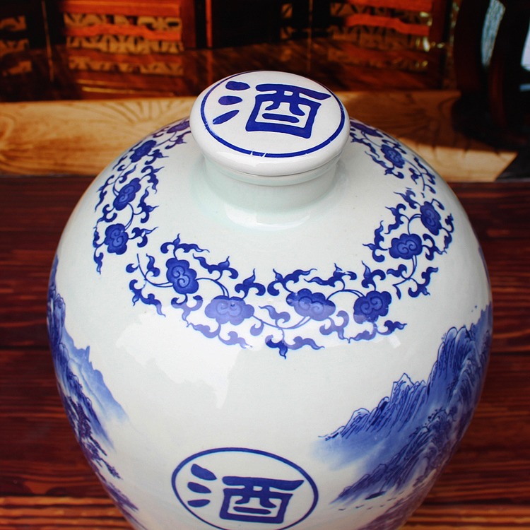 青花陶瓷酒坛系列-山水