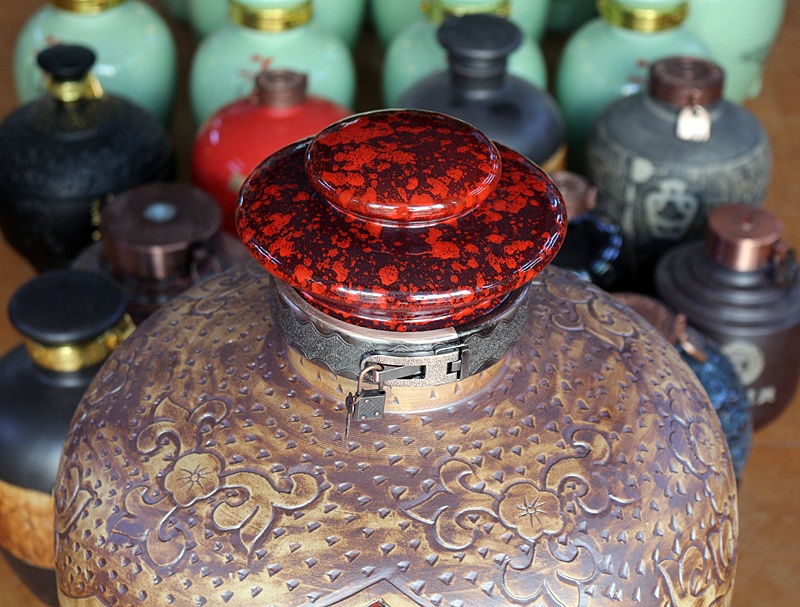 60斤100斤红色高温窑变陶瓷酒坛